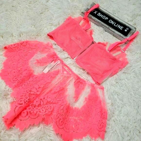 SMALL Victoria's Secret pink boho lace shortie & bralette Set NWT - Picture 9 of 10